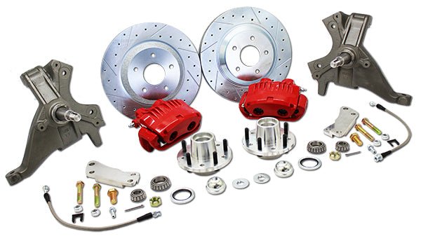 1982-2004 GM S10/S15 Disc Brake Conversion and G-body 1978-1988, Drilled and Slotted 13" Rotors, Dual Piston Calipers, 2" Drop Spindle